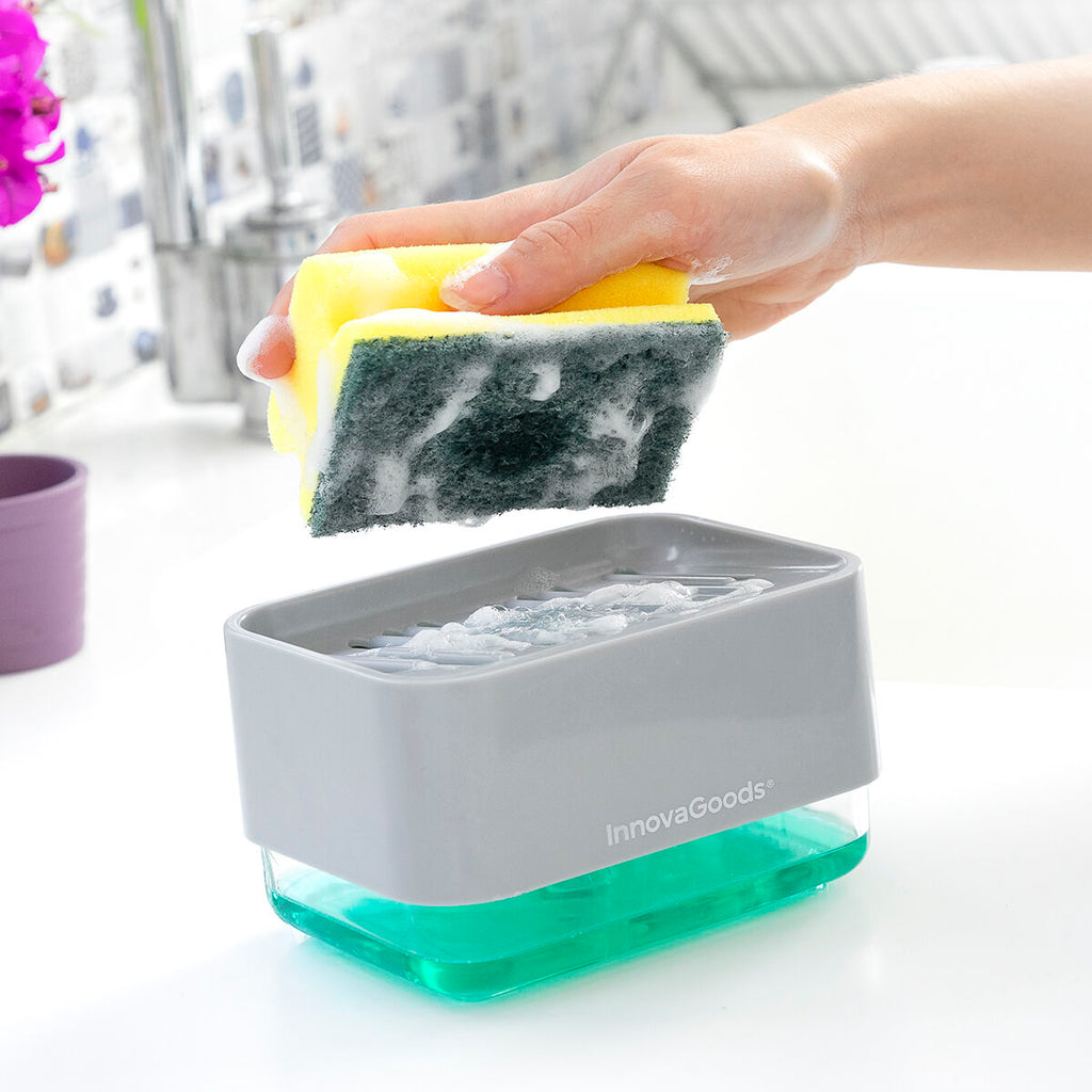 Distributeur de Liquide Vaisselle 2 en 1 Pushoap