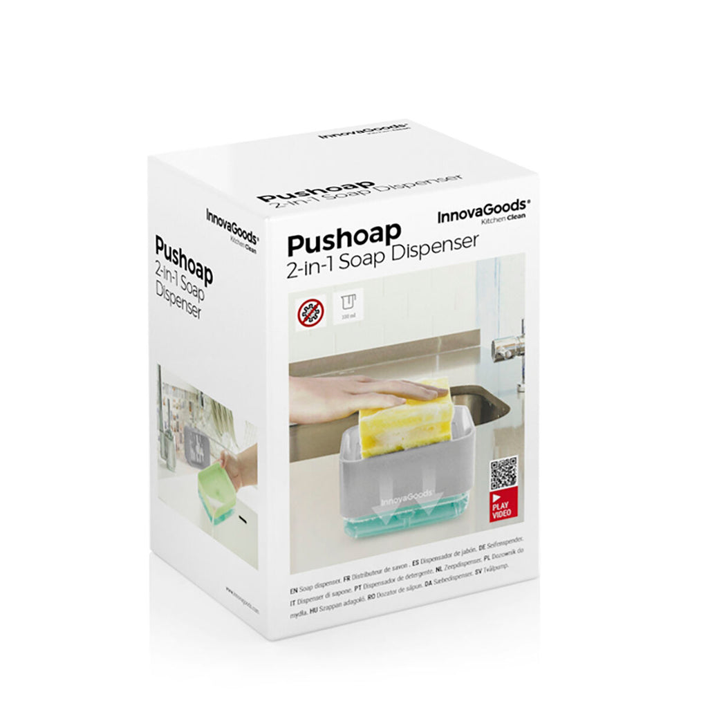 Distributeur de Liquide Vaisselle 2 en 1 Pushoap