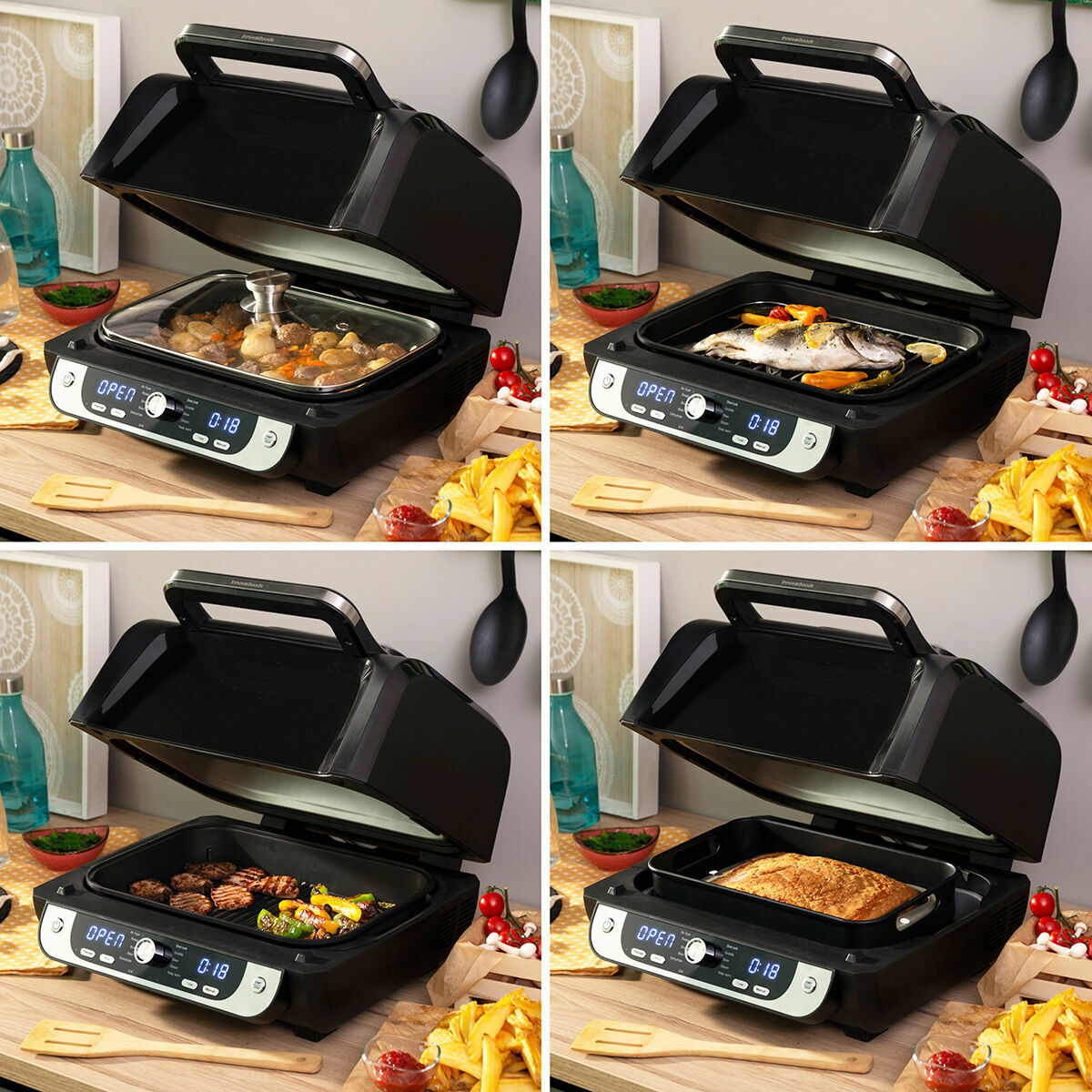 Friteuse à Air avec Gril, Accessoires et Livre de Recettes Fryinn 12-en-1