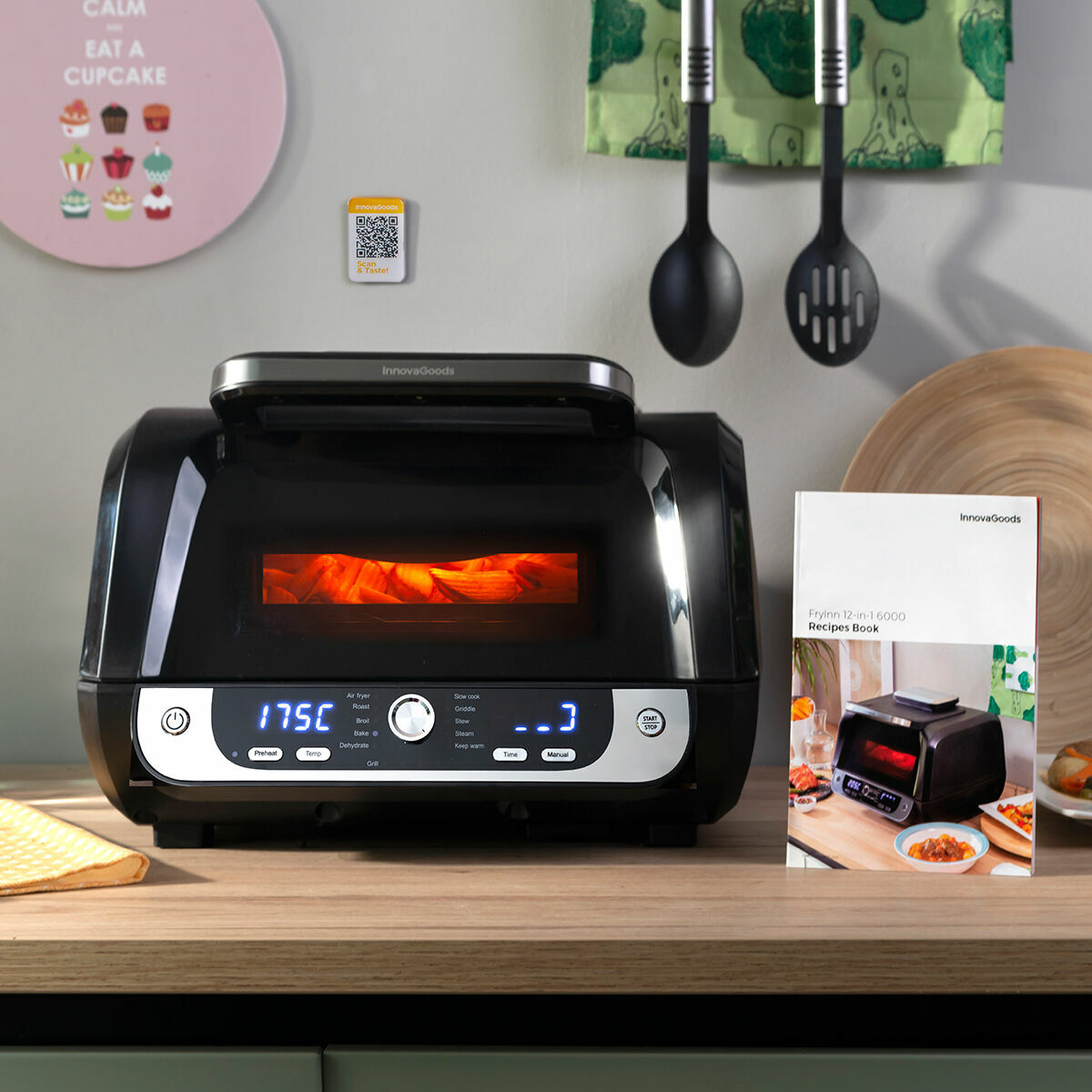 Friteuse à Air avec Gril, Accessoires et Livre de Recettes Fryinn 12-en-1