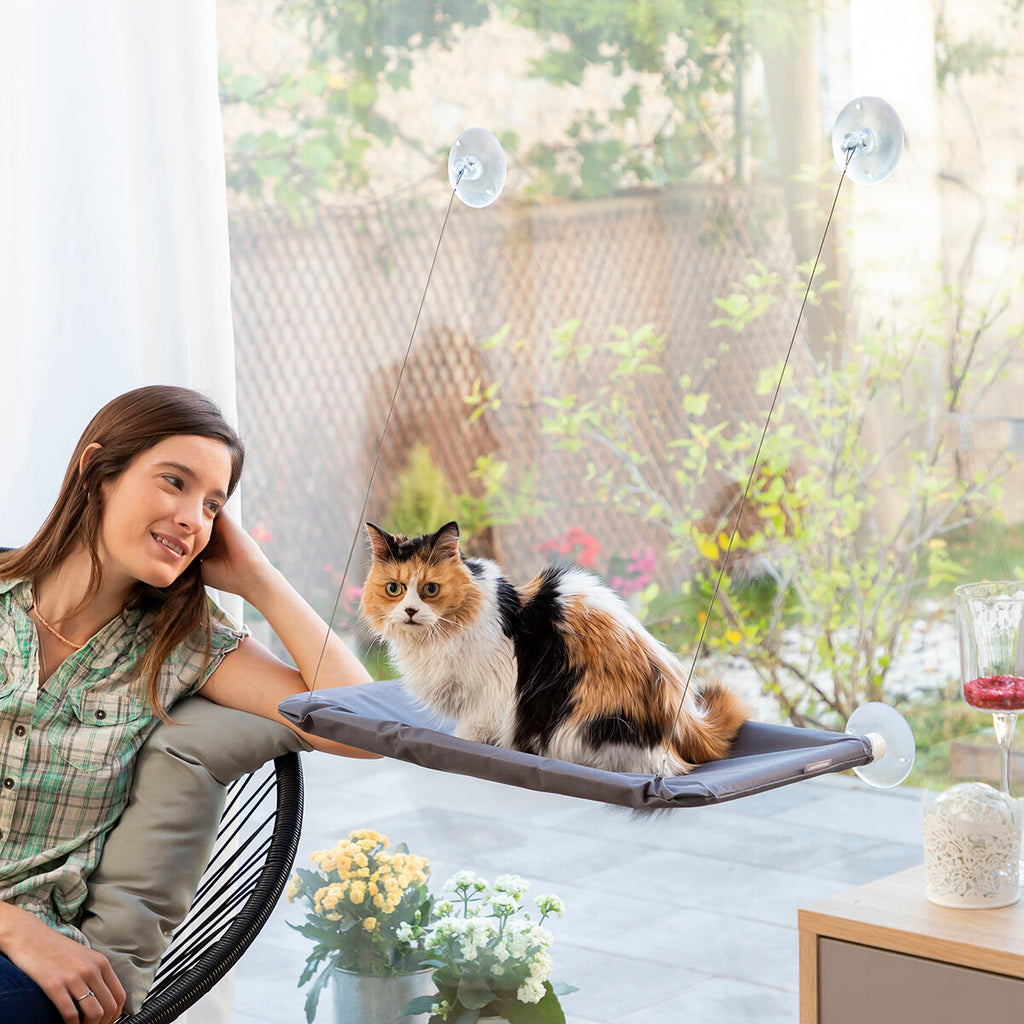 Hamac de Fenêtre pour Chat à Ventouses — Couchage Suspendu (supporte 30 kg)