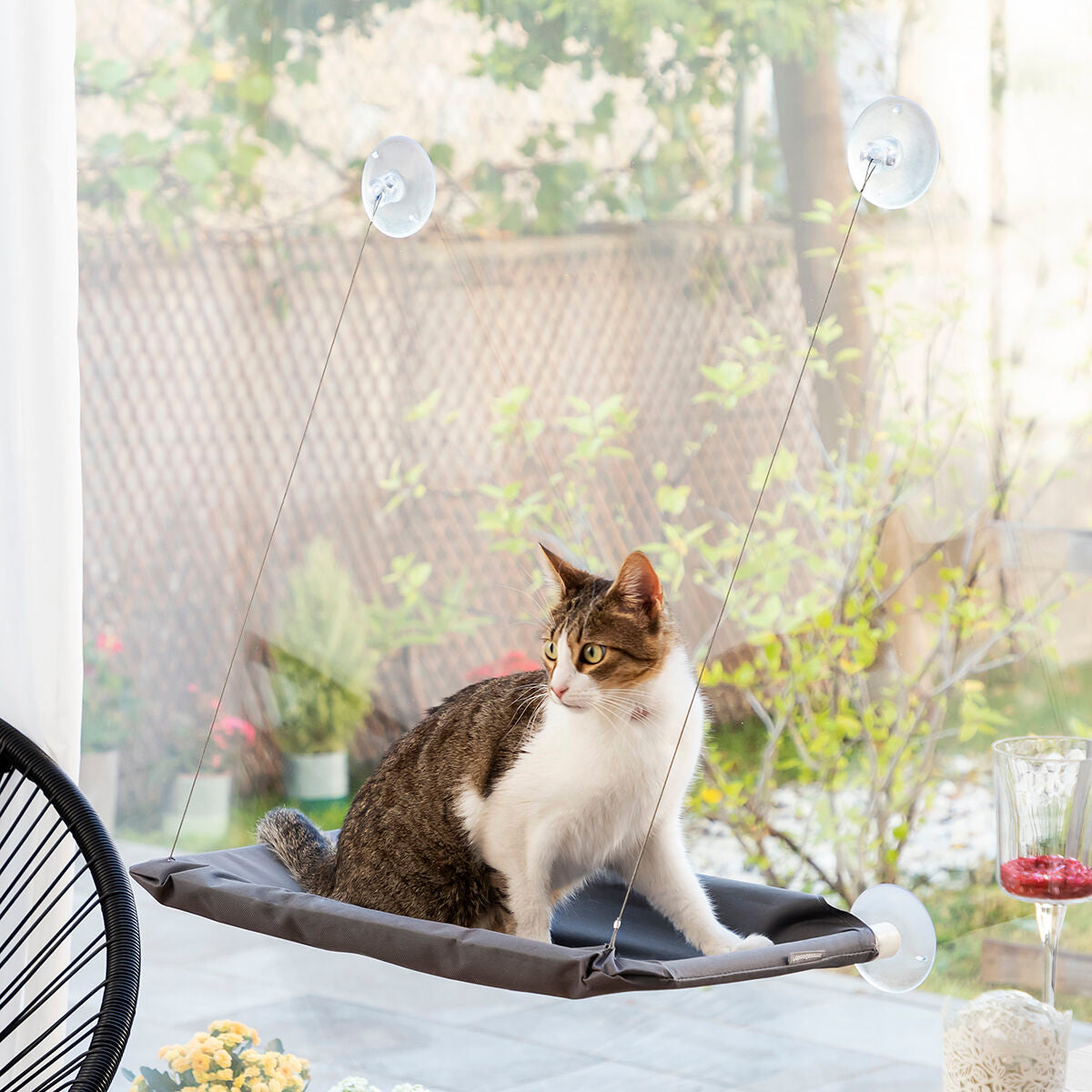 Hamac de Fenêtre pour Chat à Ventouses — Couchage Suspendu (supporte 30 kg)