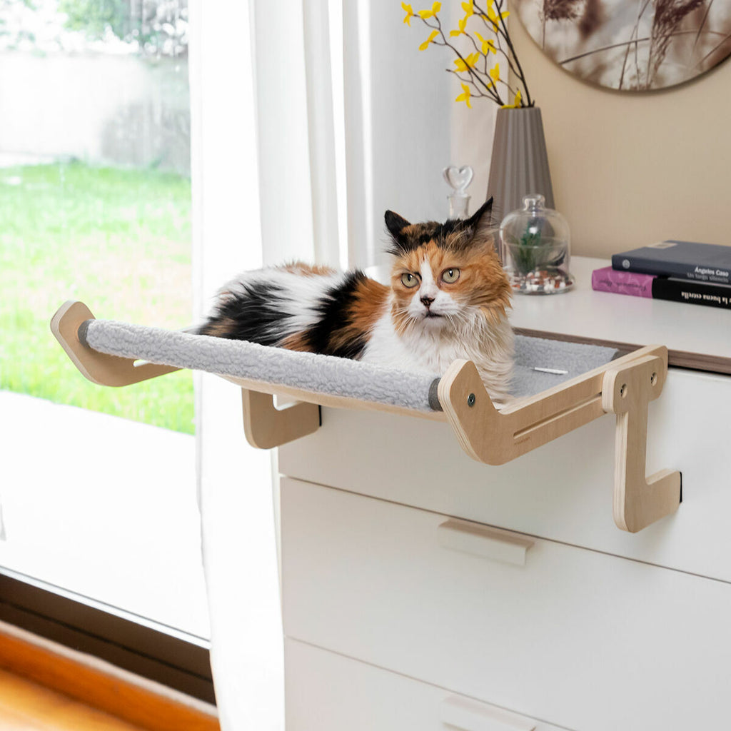 Hamac Suspendu Réglable pour Chat — Structure Bois & Métal (supporte 20 kg)