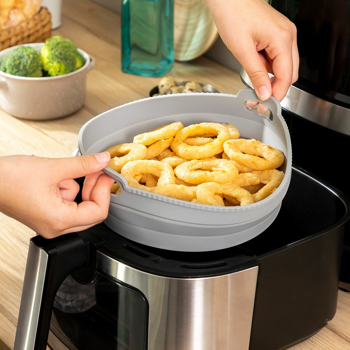 Panier en Silicone Pliable pour Friteuses à Air