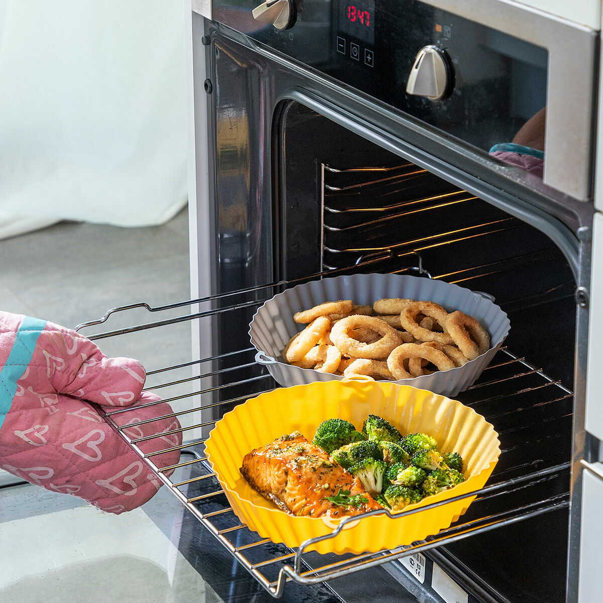 Paniers en Silicone avec Pinceau pour Friteuses à Air - Lot de 2