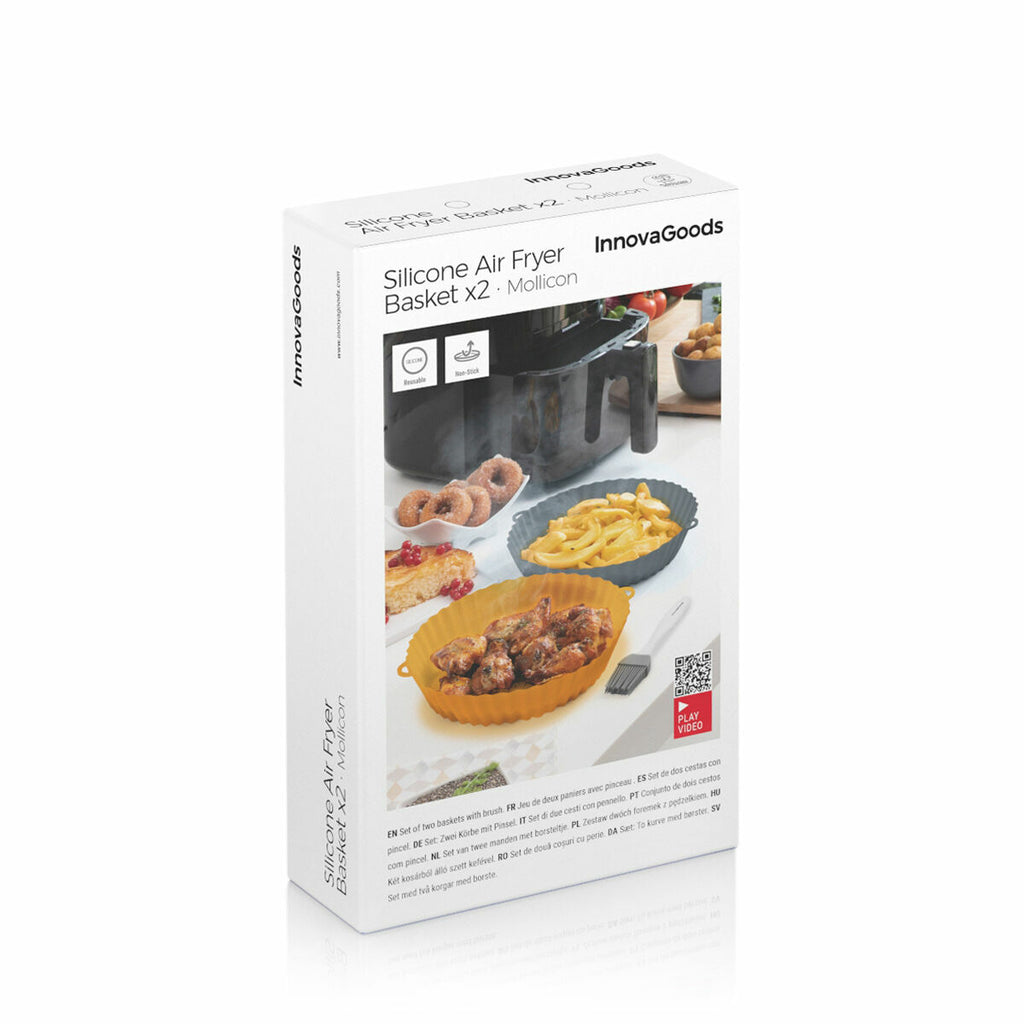Paniers en Silicone avec Pinceau pour Friteuses à Air - Lot de 2