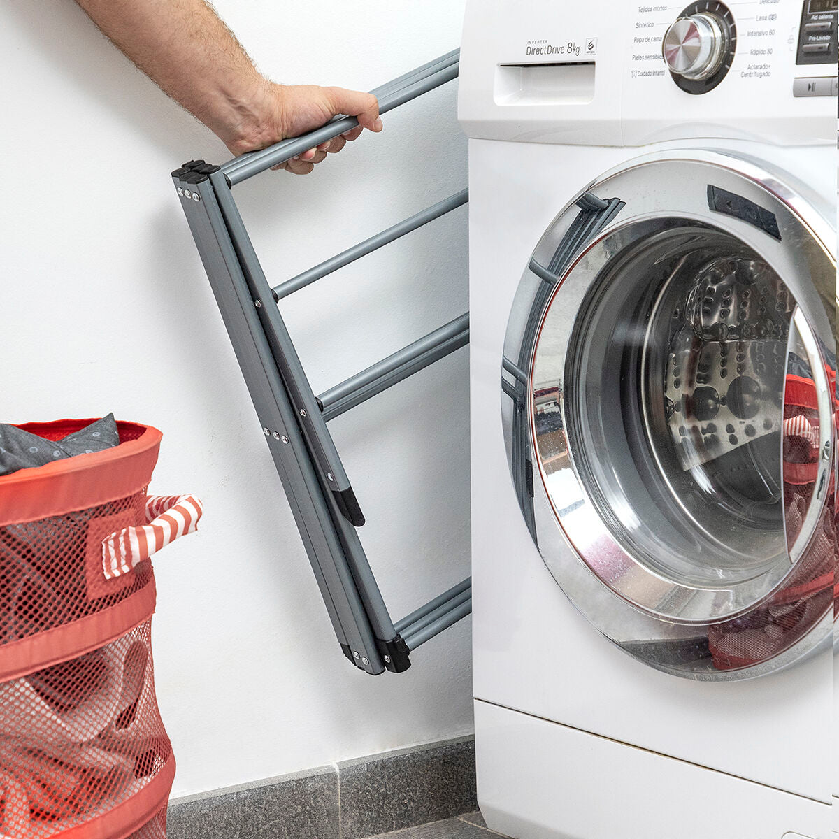 Séchoir à Linge Métallique Pliable et Extensible 3 Hauteurs Cloxy 11 Barres