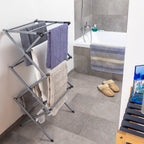Séchoir à Linge Métallique Pliable et Extensible 3 Hauteurs Cloxy 11 Barres