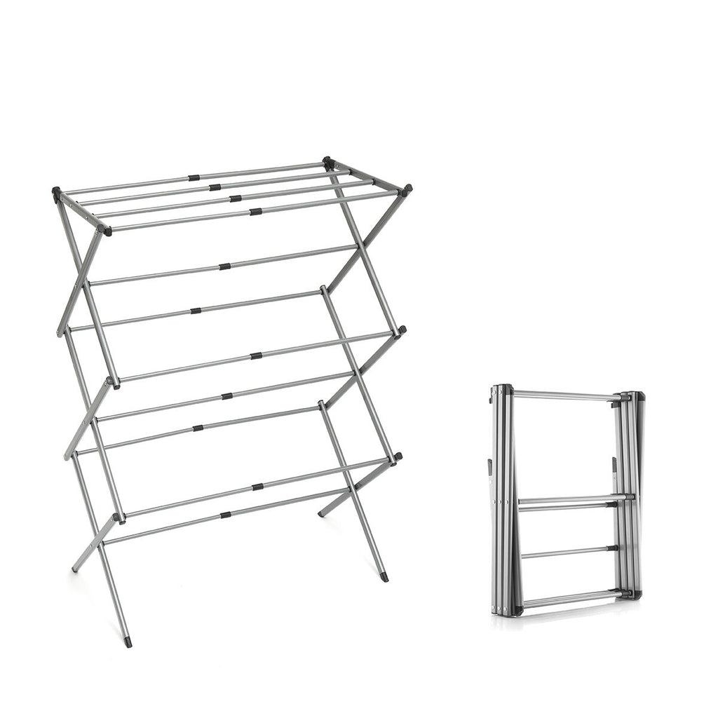 Séchoir à Linge Métallique Pliable et Extensible 3 Hauteurs Cloxy 11 Barres