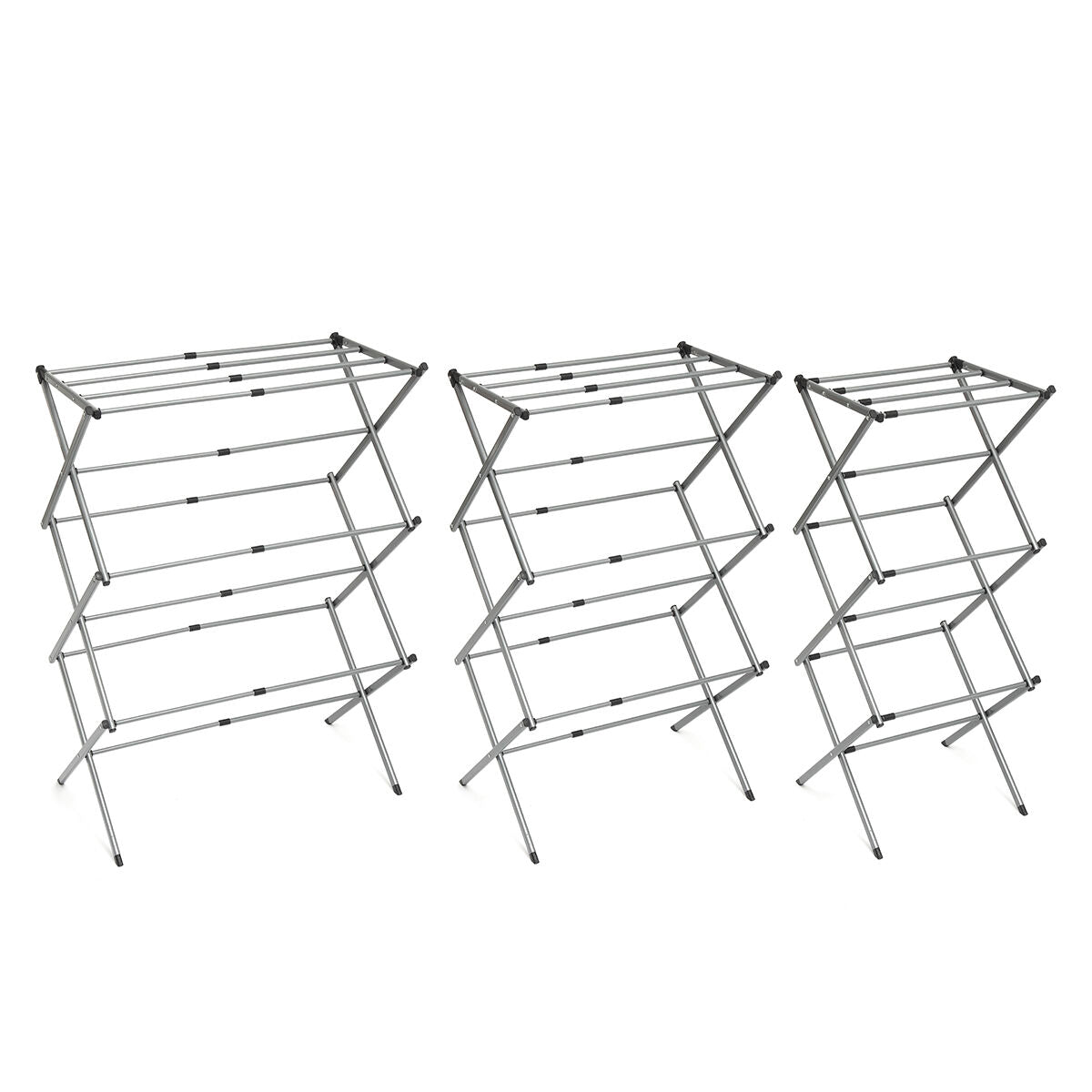 Séchoir à Linge Métallique Pliable et Extensible 3 Hauteurs Cloxy 11 Barres